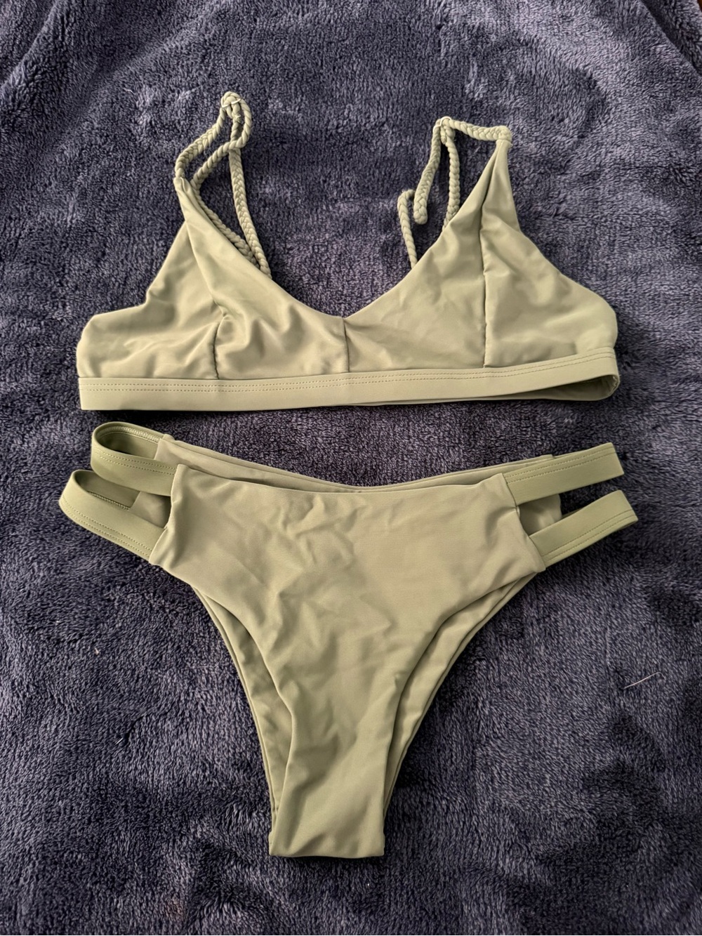 Olive Green Strappy Bikini Set